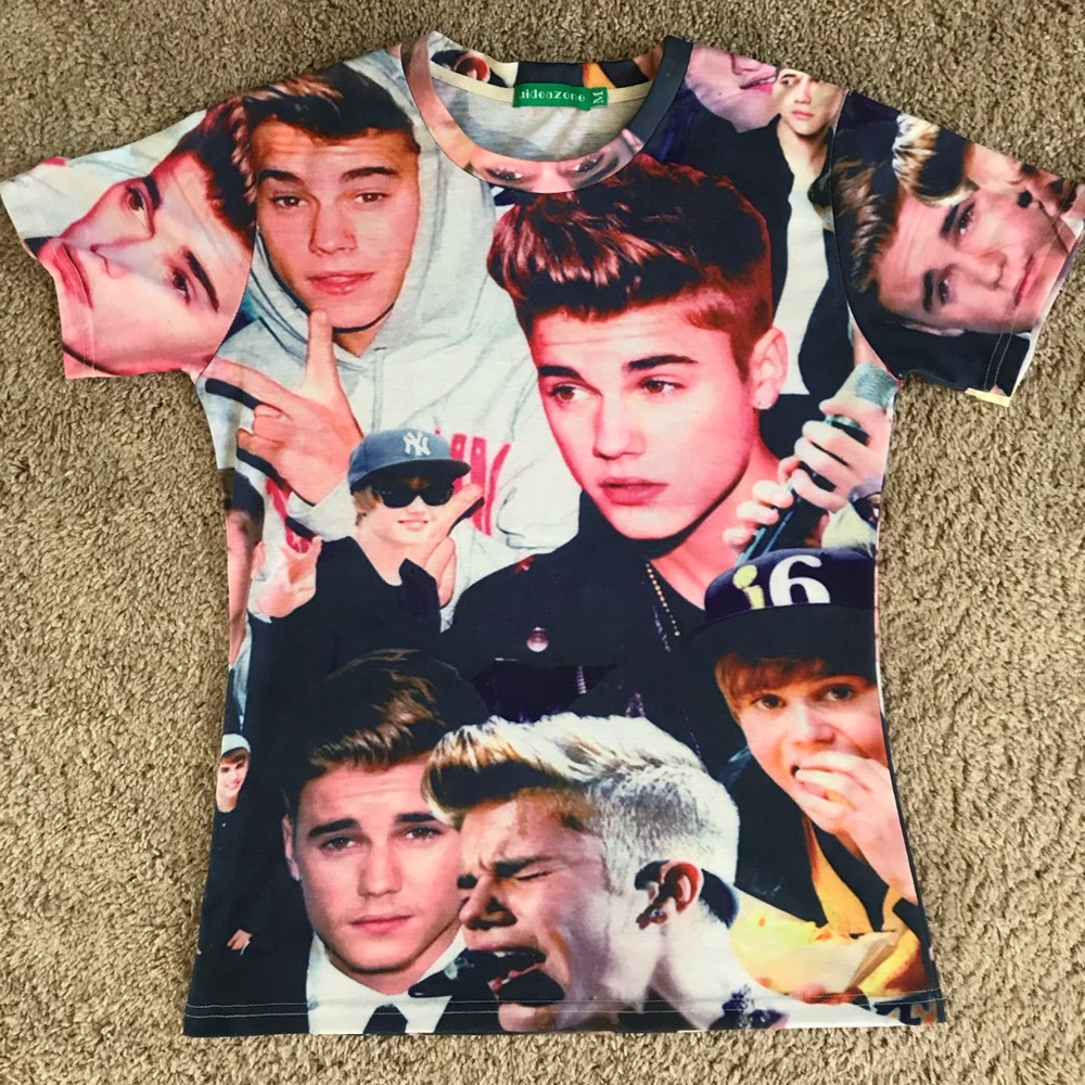 Justin Bieber face collage shirt